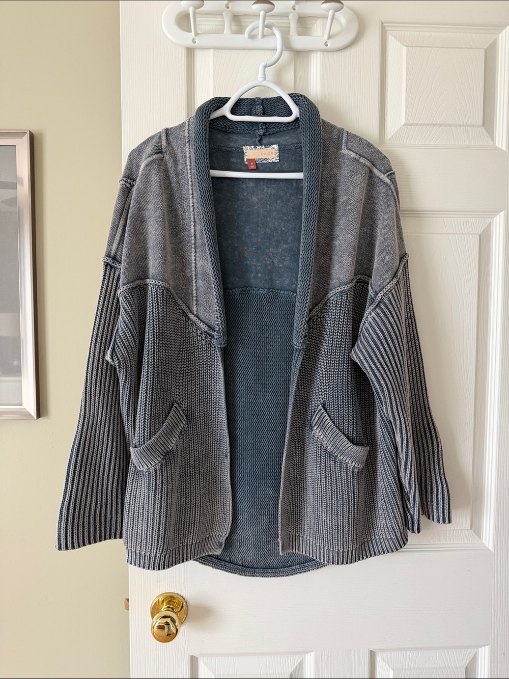Pilcro Men's Shawl Collar Grey Knit Cardigan